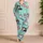 Mint Aqua Cat Collage for Cozy Bedtime, Relaxed Nights, Kids, Teens, and Gift Giving Satin Pajamas Set - 4