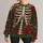 Ivory Skeleton and Crimson Roses for Casual Gothic Botanical Style All-over Print Knitted Sweater - 1