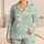 Whimsical White Geese Sleep Set in Mint Aqua for Cozy Bedtime and Home Lounging For Her Satin Pajamas Set - 1