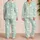 Whimsical White Geese Sleep Set in Mint Aqua for Cozy Bedtime and Home Lounging For Her Satin Pajamas Set - 2