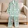 Whimsical White Geese Sleep Set in Mint Aqua for Cozy Bedtime and Home Lounging For Her Satin Pajamas Set - 5