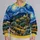 Swirling Blue Night Village Scene for Artistic Everyday Wear and Creative Weekend Outings All-over Print Knitted Sweater - 2