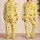 Cheerful Yellow Duck Face Lounge Style For Cozy Summer Nights At Home, Kids Unisex Satin Pajamas Set - 2