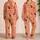 Ramadan Moon Girl Peach Coral Cozy Wear For Family Gatherings And Gift Giving For Women Satin Pajamas Set - 2