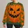 Carved Pumpkin Jack O Lantern Face for Halloween Parties and Autumn Fall Festivities All-over Print Knitted Sweater - 1