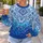 Blue Mandala and Leopard Motifs for Creative Everyday Style and Weekend Outings All-over Print Knitted Sweater - 5