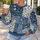 Blue Denim Patchwork Florals for Relaxed Spring and Autumn Everyday Style for Women All-over Print Knitted Sweater - 5