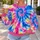 Electric Blue And Pink Tie Dye Burst For Festivals, Weekends, And Everyday Wear All-over Print Knitted Sweater - 5