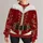 Red Faux Fur And Laced Holiday Outfit For Christmas Parties And Festive Gatherings All-over Print Knitted Sweater - 1
