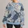 Blue Sea Turtle and Floral Patchwork for Spring Garden Strolls and Everyday Style All-over Print Knitted Sweater - 1