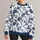 Navy Plum Blossom Motif for Spring Outings, Travel, and Everyday Wear for Women All-over Print Knitted Sweater - 1