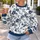 Navy Plum Blossom Motif for Spring Outings, Travel, and Everyday Wear for Women All-over Print Knitted Sweater - 5