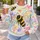 Pastel Bee And Heart Doodle Aesthetic For Sweet Springtime Casual Wear Lovers All-over Print Knitted Sweater - 5