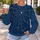 Navy Spiderweb with White Spider for Halloween Nights and Everyday Gothic Streetwear All-over Print Knitted Sweater - 5