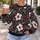 Cream Hibiscus and Charcoal Foliage for Bold Everyday Commuter Style for Modern Men All-over Print Knitted Sweater - 5
