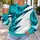 Turquoise Teal Leaf Shards for Summer Casual Style and Weekend Wear All-over Print Knitted Sweater - 5
