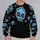 Blue Cartoon Skull Streetwear for Alternative Autumn Outfits and Everyday Dark Style All-over Print Knitted Sweater - 2