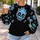 Blue Cartoon Skull Streetwear for Alternative Autumn Outfits and Everyday Dark Style All-over Print Knitted Sweater - 5