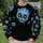 Blue Cartoon Skull Streetwear for Alternative Autumn Outfits and Everyday Dark Style All-over Print Knitted Sweater - 6