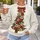 Patchwork Christmas Tree with Red Bow for Festive Holiday Celebrations and Cozy Giving All-over Print Knitted Sweater - 5