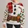 Snow Crew Santa Belt Holiday Outfit for Festive Family Christmas Party Celebrations All-over Print Knitted Sweater - 1
