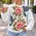 Jeweled Parrots And Pink Roses For Elegant Nature Inspired Everyday Wear All-over Print Knitted Sweater - 5