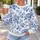 Blue Porcelain Blooms for Springtime Garden Gatherings and Elegant Everyday Wear All-over Print Knitted Sweater - 5