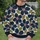 Navy Floral and Olive Leaf Motif for Everyday Vintage Style and Spring Outings All-over Print Knitted Sweater - 6