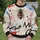 Golden Bee and Abstract Heart Motifs for Casual Streetwear and Springtime Outings All-over Print Knitted Sweater - 6