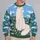 White Cat in a Wildflower Meadow for Cozy Cottagecore Days and Relaxed Nature Lovers All-over Print Knitted Sweater - 2
