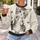 Wide-Eyed Kitten and Paw Marks for Cozy Everyday Casual Style for Cat Lovers Everywhere All-over Print Knitted Sweater - 5