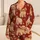 Vintage Rust Red Poodle Sleep Set for Cozy Lounging, Holiday Gifting, Women At Home Satin Pajamas Set - 1