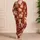 Vintage Rust Red Poodle Sleep Set for Cozy Lounging, Holiday Gifting, Women At Home Satin Pajamas Set - 4