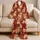 Vintage Rust Red Poodle Sleep Set for Cozy Lounging, Holiday Gifting, Women At Home Satin Pajamas Set - 5