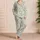 Soft Mint Sage Peony Blooms for Bridal Showers, Sleepovers and Everyday Relaxing Nights Satin Pajamas Set - 4