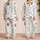Playful Paw Motif For Spring Summer Cozy Womens Gift For Everyday Home Lounging Wear Satin Pajamas Set - 2