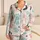 Playful Paw Motif For Spring Summer Cozy Womens Gift For Everyday Home Lounging Wear Satin Pajamas Set - 1