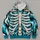Turquoise Skeleton Bones for Eerie Halloween Nights and Alternative Streetwear Fans All-over Print Hoodie (Lightweight) - 4