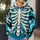 Turquoise Skeleton Bones for Eerie Halloween Nights and Alternative Streetwear Fans All-over Print Hoodie (Lightweight) - 5