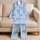 Valentine Bow Sleepwear For Cozy Date Nights, Romantic Gift For Her, Soft Blue Look Satin Pajamas Set - 5