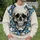 Blue Skull Streetwear Style for Hip-Hop Nights, Concerts and Casual Autumn Looks All-over Print Knitted Sweater - 6