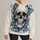 Blue Skull Streetwear Style for Hip-Hop Nights, Concerts and Casual Autumn Looks All-over Print Knitted Sweater - 1