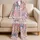 Cute Sleepy Cat Faces on Blush Pink Bedtime Style for Women and Cat Lover Gift Ideas Satin Pajamas Set - 5