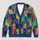 Multicolor Geometric Mosaic Squares for Creative Everyday Layering All-over Print Knitted Cardigan - 1