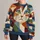 Cat Face Color Blocks for Creative Casual Style and Everyday Artistic Expression All-over Print Knitted Sweater - 1