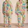 Colorful Hibiscus Blooms for Tropical Vacation Lounging and Relaxed Summer Mornings Satin Pajamas Set - 2