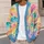 Pastel Rainbow Starburst Floral Boho Layering Style for Women Spring Summer Wardrobe All-over Print Knitted Cardigan - 5