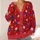 Red Floral Blooms for Cozy Autumn Layering and Everyday Colorful Style for Women All-over Print Knitted Cardigan - 4