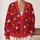 Red Floral Blooms for Cozy Autumn Layering and Everyday Colorful Style for Women All-over Print Knitted Cardigan - 2