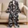 Charcoal Cat Motif Bedtime Lounge Set For Teens And Cat Lovers, Cozy Night Style Satin Pajamas Set - 5
